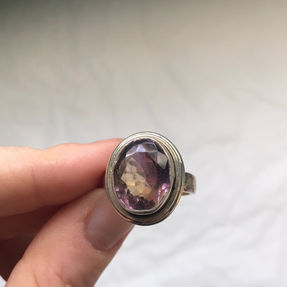 Vintage faceted Ametrine 925 sterling silver ring - Picture 2 of 8